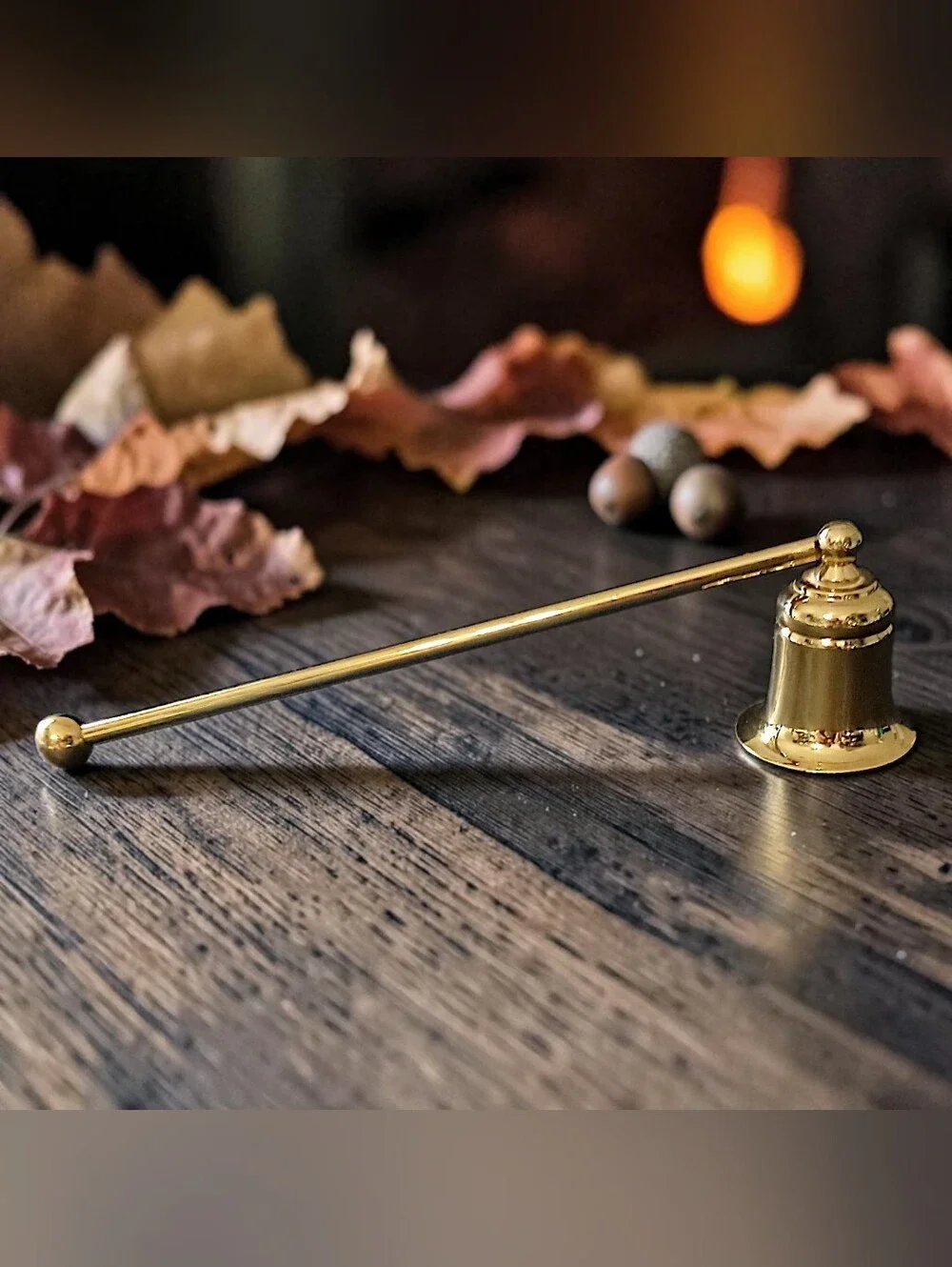 Vintage Brass Candle Snuffer Long Handle Bell Shaped Candle Extinguisher Décor